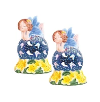 Fc Design "2-pc Set" 7.5"H Blue Fairy with Yellow Flowers Optic Globe with Led Light Figurine Statue Ornament Home Room Office Decor and Perfect Ideas