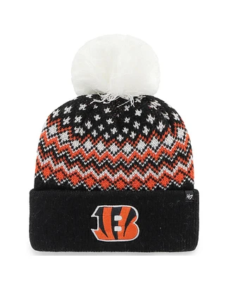 '47 Brand Women's Black Cincinnati Bengals Elsa Cuffed Knit Hat with Pom