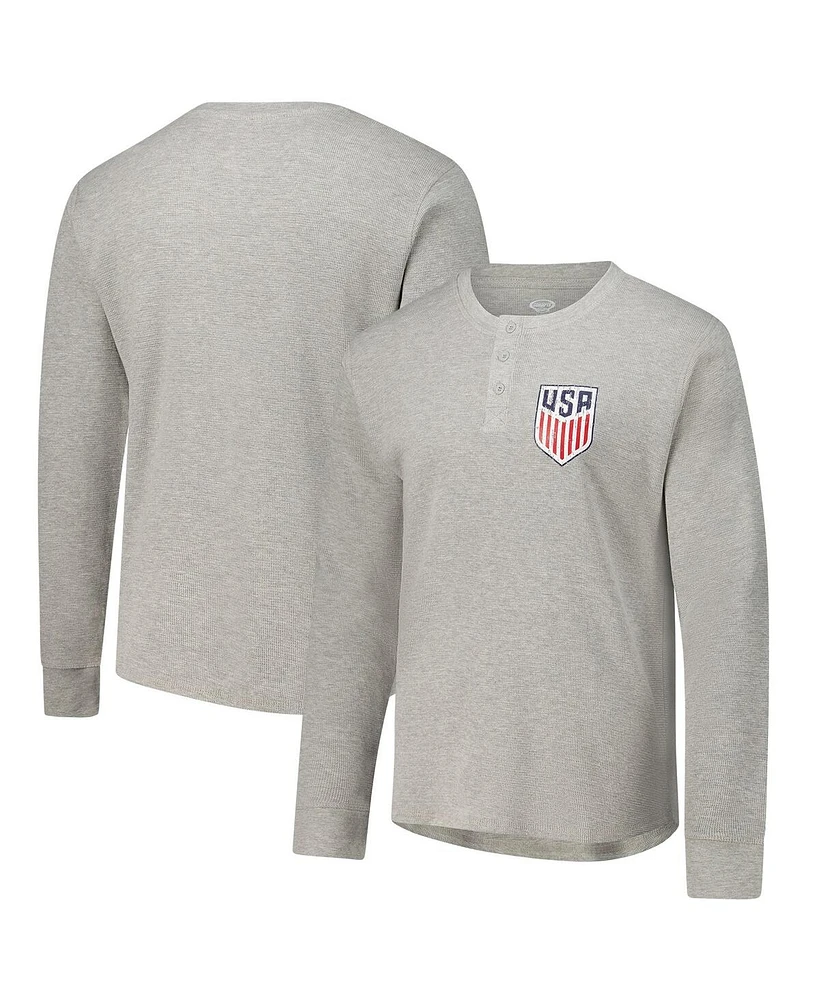 Concepts Sport Men's Gray Usmnt Region Thermal Knit Henley Long Sleeve T-Shirt