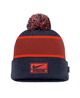 Nike Men's Navy Syracuse Orange 2024 Sideline Peak Cuffed Knit Hat with Pom