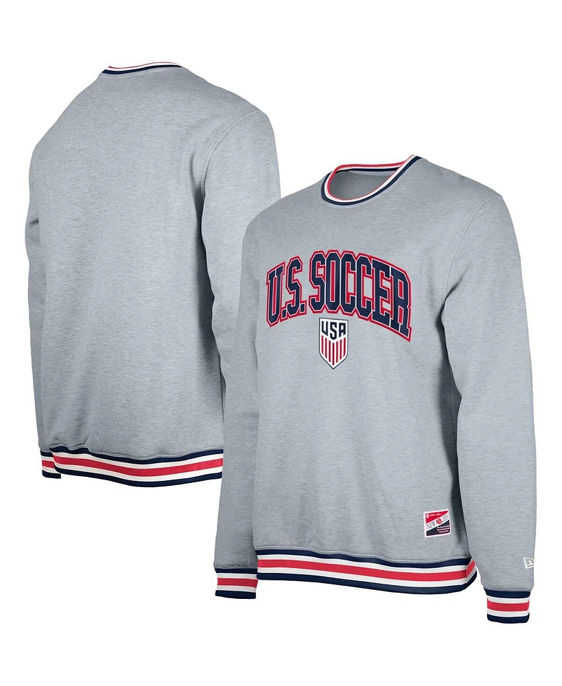 5th & Ocean by New Era Men's Gray Usmnt Throwback Fleece Crewneck Pullover Sweatshirt