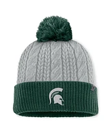 Top of the World Women's Gray/Green Michigan State Spartans Becca Cuffed Knit Hat with Pom