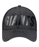 New Era Men's Black New York Giants Midnight Ink Tonal Text A-Frame Trucker 9FORTY Adjustable Hat