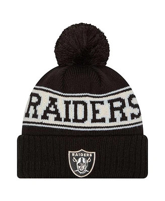 New Era Big Boys and Girls Black Las Vegas Raiders Retro Cuffed Knit Hat with Pom