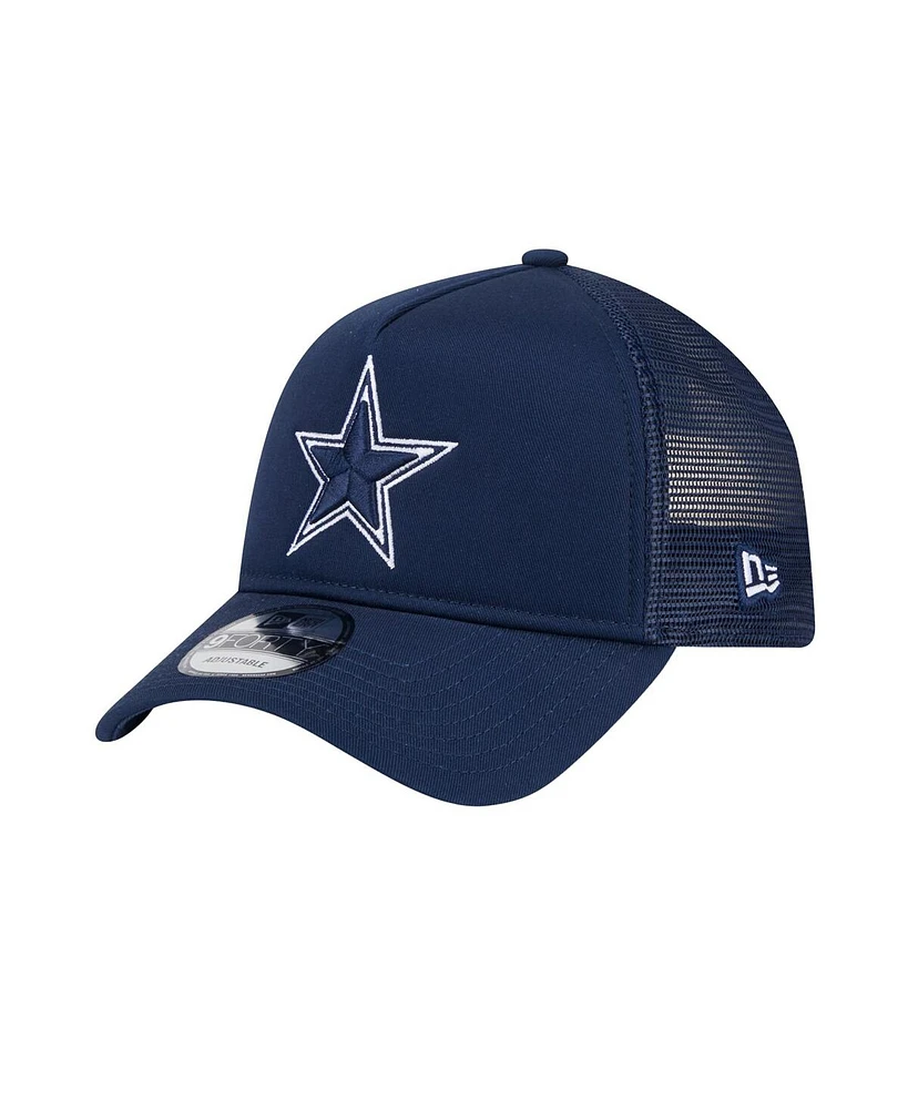 New Era Men's Navy Dallas Cowboys Main A-Frame Trucker 9FORTY Adjustable Hat