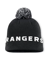 Fanatics Men's Black New York Rangers Fundamental High Stick Cuffed Knit Hat with Pom