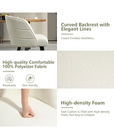 Dyhome Upholstered Fabric Dining Chairs with Black Metal Legs, Modern Curved Backrest Kitchen Chairs