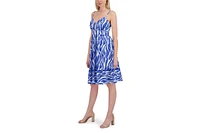 Laundry By Shelli Segal Women's Casual Chic V Neck Flared Ruffle Midi Dress
