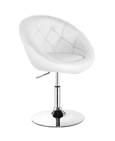 Gymax Set of 2 Swivel Bar Stools Height Adjustable Round Tufted Back Bar Chairs