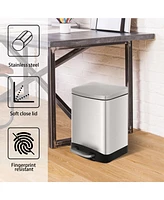 Mega Casa 1.6 Gal./6 Liter Stainless Steel Rectangular Step-on Trash Can for Bathroom and Office