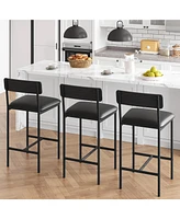 gaomon Bar Stools Set of 2, Upholstered Counter Height Bar Stools with Backrest and Footrest, Kitchen Barstools for Island, Counter Bar