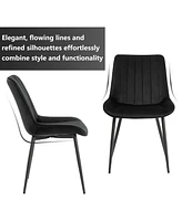 Dyhome Mid Century Dining Chairs, Upholstered Metal Side Chair