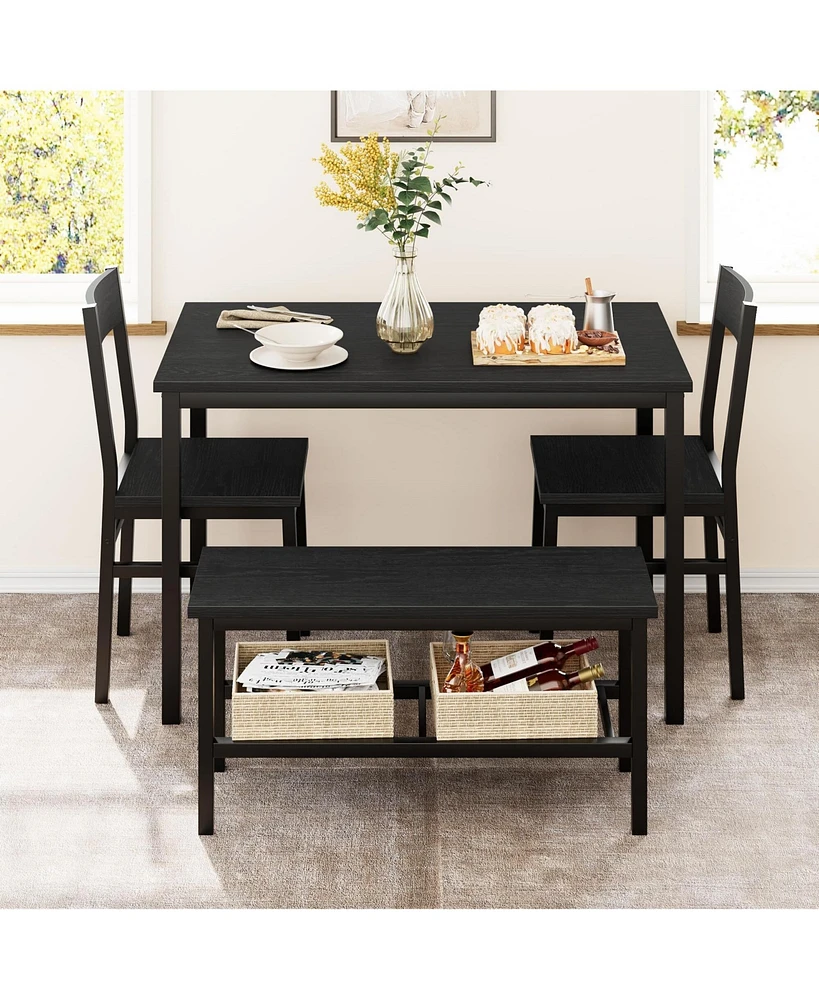 gaomon Dining Table Set for 4, Modern Kitchen Table with Bench and Chairs