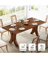 Tribesigns 63-Inch Dining Table for 4-6, Rectangle Wood Kitchen Table with X-Shaped Legs, Modern Dinner Table Kitchen & Dining Room Table, Walnut Brow