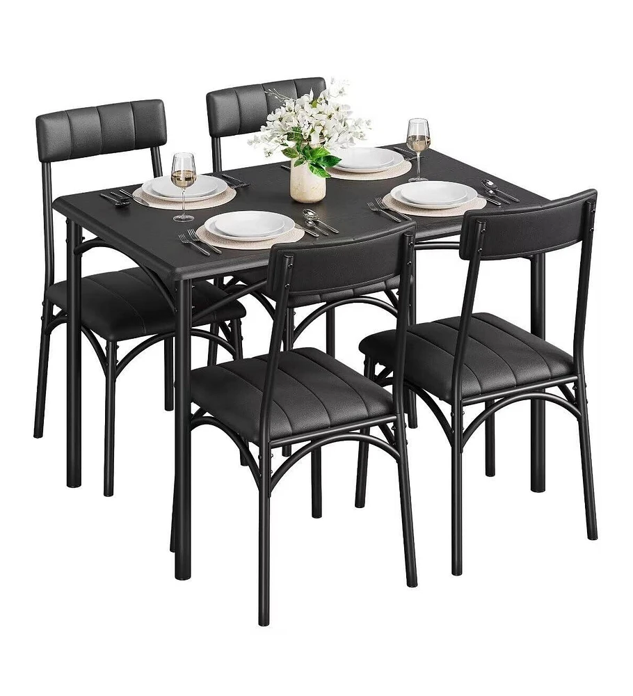 gaomon Kitchen Table and Chairs Dining Table and Chairs for 4 Persons Rectangular Dining Table with 4 Upholstered Chairs for Living Room