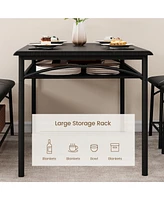 gaomon Dining Table Set for 4 with Benche/Stools Kitchen Table Set with Storage Shelves Dining Table Set with Pu Cusion Dining Room Furniture Table an