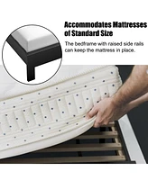 Queen Size Platform Bed Frame with High Headboard and Rubber Wood Legs