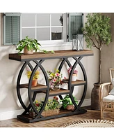 Tribesigns 39.4" Console Table, Industrial 4-Tier Sofa Table Entryway Table with Storage Shelves, Narrow Wood Accent Tables with Metal Frame for Small