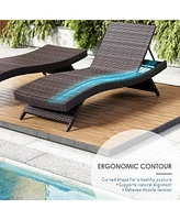 Nestl Outdoor Patio Chaise Wicker Lounge Chair with Reclining Backrest