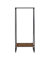 Slickblue Freestanding Clothes Rack with Wood Shelf for Stylish and Functional Clothing Storage