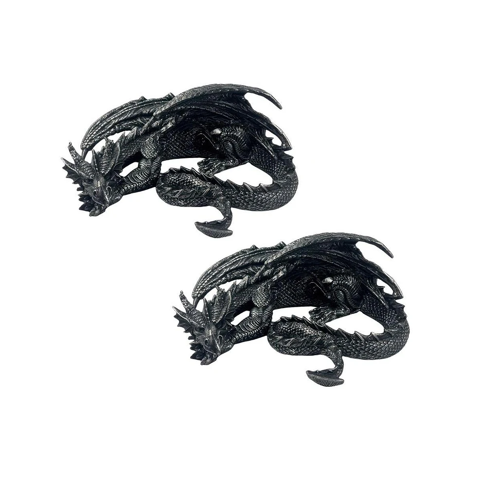 Fc Design "2-pc Set" 10.5"W Black Dragon Flying Figurine Statue Ornament Home Room Office Decor and Perfect Ideas for Housewarming, Holidays and Birth