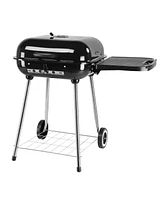 Slickblue Portable Charcoal Grill with Wheels and Foldable Side Shelf