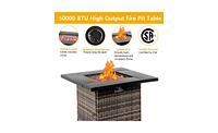 Slickblue 50000 Btu Gas Firepit with Volcanic Stone - Fire Table