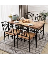 gaomon Dining Table Set for 4,Retro Industrial Dining Table & Chairs,Kitchen Table and Chairs for 4,Space-Saving Kitchen Table Set,5 Piece Dining Room