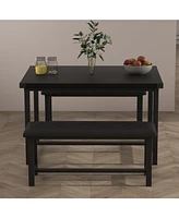gaomon Dining Table Set for 4, Kitchen Table with 2 Upholstered Benches, 3 Piece Dining Room Table Set