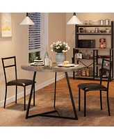 gaomon Dining Table Set for 2, Round Kitchen Table and Upholstered Chairs for 2, 3 Piece Dining Room Table Set, Kitchen Table Set for Small Space