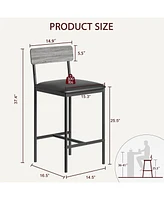 gaomon Bar Stools Set of 4, Upholstered Counter Height Bar Stools with Backrest and Footrest, Kitchen Barstools for Island, Counter Bar, Easy Assembly