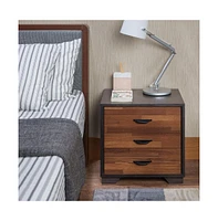 Slickblue 3-Drawer Wood Nightstand with Stylish Design by Eloy for Bedroom Storage