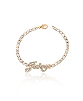 Juicy Couture Crystal Tennis Bracelet with Signature Script Logo Charm