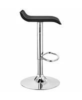 Gymax Set of Swivel Bar Stool Pu Leather Adjustable Kitchen Counter Bar Chairs