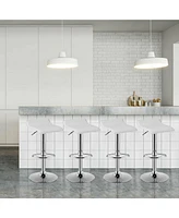 Gymax Set of 4 Swivel Bar Stool Pu Leather Adjustable Kitchen Counter Bar Chair White