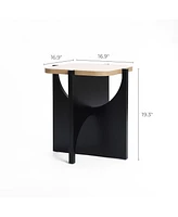 LuxenHome Modern Black and Brown Square Side and End Table