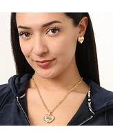 Juicy Couture Crystal-Embellished Heart Stud Earrings with Iconic Logo Design