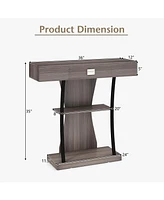 Gouun Console Table with Drawer and 2-Tier Shelves for Entryway Living Room