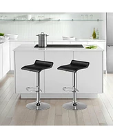 Gymax Set of 4 Swivel Bar Stool Pu Leather Adjustable Kitchen Counter Bar Chairs Black