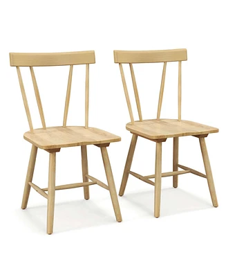 Costway Dining Chairs Set of 2 Windsor Chairs Wood Armless Chairs with Solid Rubber Wood