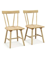 Costway Dining Chairs Set of 2 Windsor Chairs Wood Armless Chairs with Solid Rubber Wood