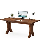 Tribesigns Executive Desk, 63-Inch Large Office Desk, Wood Computer Writing Desk, Mid-Century Laptop Desk Meeting Room Table, Modern Business Workstat