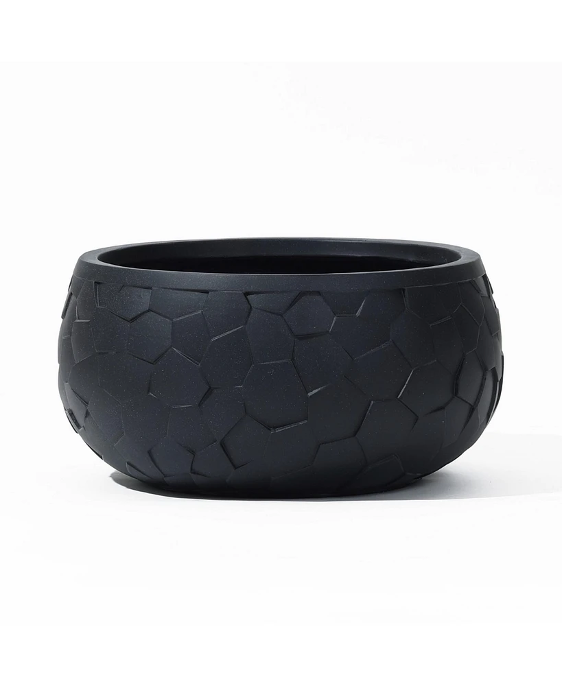 LuxenHome Black Beehive Pattern 17.5-Inch Round Planter