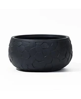 LuxenHome Black Beehive Pattern 17.5-Inch Round Planter