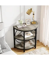 Tribesigns Half Circle Side & End Table with Storage Shelf Metal Frame, 26-Inch Tall Moon Table, Narrow Nightstand