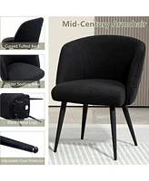 Dyhome Upholstered Fabric Dining Chairs with Black Metal Legs, Modern Curved Backrest Kitchen Chairs