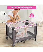 Costway Boys 4 in 1 Convertible Portable Playard Newborn Napper