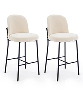 Dyhome Bar Stools Set of 2, 28 Inches Modern Counter Height with High Back Metal Legs, Upholstered Tall Barstools for Kitchen Island, Cafe,