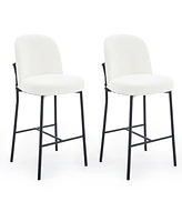 Dyhome Bar Stools Set of 2, 28 Inches Modern Counter Height Bar Stools with High Back Metal Legs, Upholstered Tall Barstools for Kitchen Island, Cafe,
