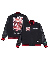 Freeze Max Men's Black Rick And Morty Anatomy Park Full-Zip Varsity Jacket